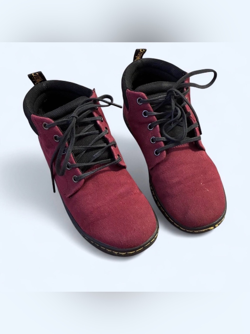 Dr martens canvas ankle boots Burgundy lace up EUC Gorpcore indie grunge